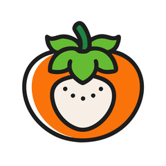 persimmon icon, fruits vector icon - simple vector illustration of a persimmon, in a simple and clean style, suitable for food and health themes. fruits flat illustration.