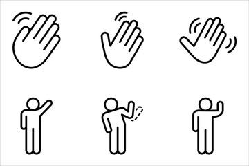 Hand wave icon set, waving hi or hello. vector illustration on white background