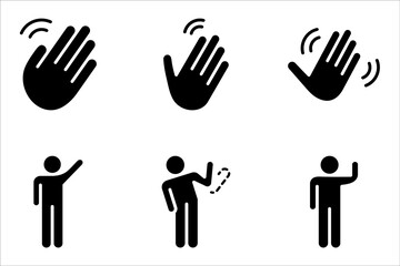 Hand wave icon set, waving hi or hello. vector illustration on white background