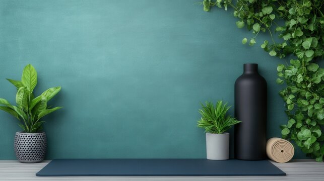 Serene home yoga space with indoor plants and yoga mat