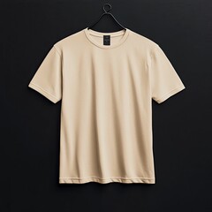 flatlay mockup in beige, tshirt, ultra hd, studio lighting, black background,generative ai