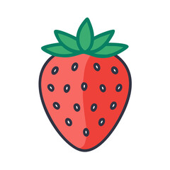 strawberry icon, fruits vector icon - simple vector illustration of a strawberry, in a simple and clean style, suitable for food and health themes. fruits flat illustration.