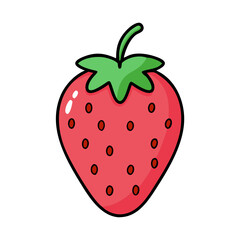 strawberry icon, fruits vector icon - simple vector illustration of a strawberry, in a simple and clean style, suitable for food and health themes. fruits flat illustration.