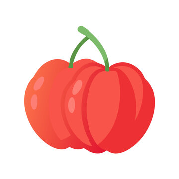 red acerola fruit with green stem clip art preview