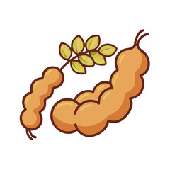 tamarind icon, fruits vector icon - simple vector illustration of a tamarind, in a simple and clean style, suitable for food and health themes. fruits flat illustration.