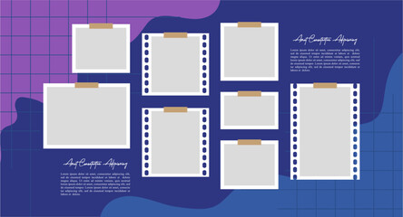 Fototapeta premium Pictures or photos frame collage layout abstract photo frames and digital photo wall template