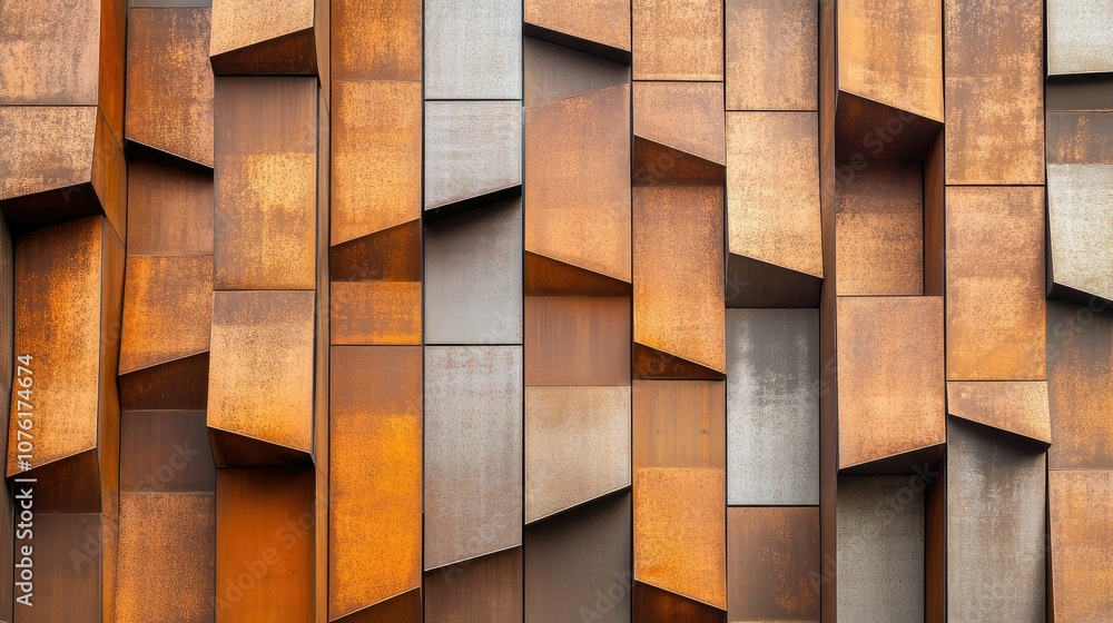 Poster abstract rusty wall with geometric patterns