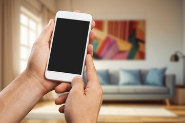 cell phone with blank screen mockup.