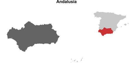 Obraz premium Andalusia blank outline map set