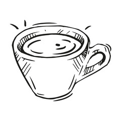 A sketch of a steaming cup filled with liquid, showcasing minimalist design and artistic expression in a cozy indoor setting