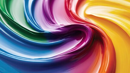 Fototapeta premium A dynamic swirl of vibrant paint colors creates an energetic visual, with rich hues blending harmoniously. This vibrant paint colors image offers ample space for creative design.