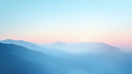 Fototapeta premium A misty haze envelops the blue sky at sunset, creating a dreamy atmosphere perfect for capturing the beauty of the blue sky and its enchanting hues. Ample copy space for design.