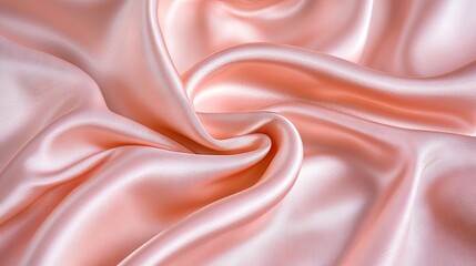 Fototapeta premium Soft pink satin fabric arranged in a sporty short style, highlighting the elegance of satin. The satin fabric flows gracefully, creating a soft aesthetic with ample copy space.