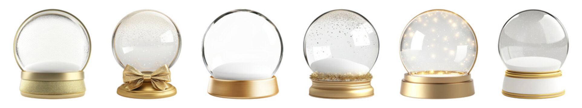 gold empty snow globe png cut out element set