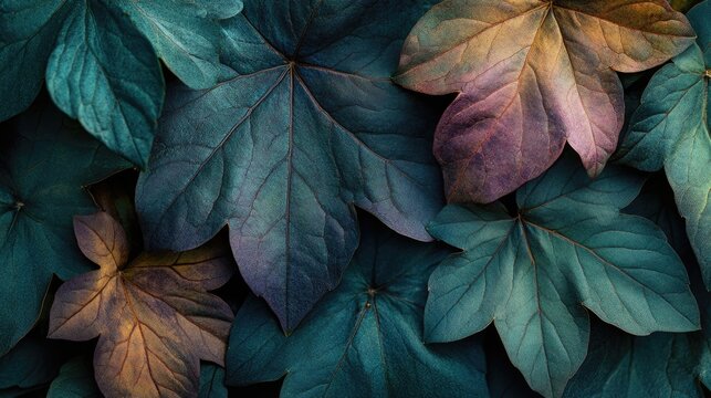 Close-up view of wild lance-leaf t edera, highlighting the intricate details and vibrant colors of the lance-leaf t edera leaves, with ample copy space for text.