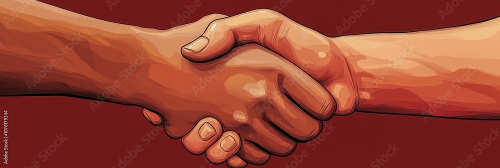 Aufkleber a handshake between two diverse hands symbolizing unity and cooperation.