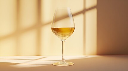 Mockup of a glass of white wine, perfect for displaying brand elements. The image captures the elegance of white wine, providing ample copy space for branding purposes.