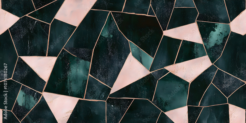 Poster abstract emerald and rose gold geometric pattern: a mesmerizing abstract pattern featuring emerald a