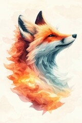 Geometric Fox Portrait in Vibrant Warm Pastel Tones