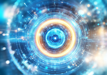 Obraz premium Futuristic digital background with glowing circular patterns and vibrant colors