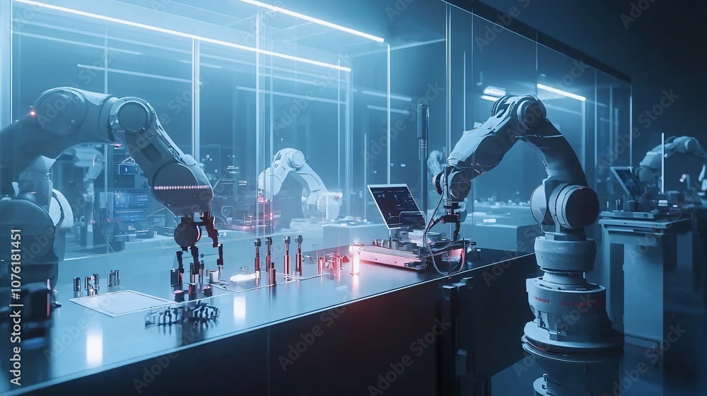 Poster Explore the innovative automation technology transforming industrial workspaces with advanced robotics and intelligent systems