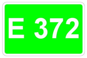 Illustration eines Europastraßenschildes der E 372 in Europa	