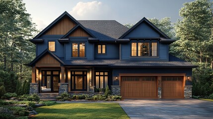 blue home next to green grass