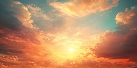 Fototapeta premium Radiant optimism embraces warmly under a shimmering sky, filled with bright hope and a sense of welcoming anticipation.