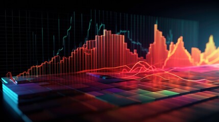 Abstract 3D Stock Market Graph with Glow