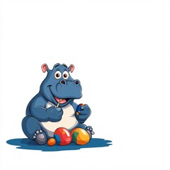 Cute Hippo Painting Colorful Easter Eggs