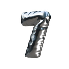 Metallic Balloon Number 7 3D Render