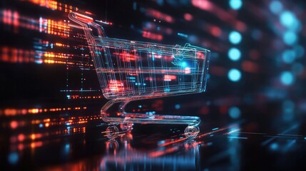 Digital food cart icon, online shopping concept, digital technology