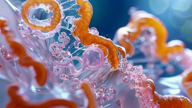Close-up view of amoeba with pseudopodia extending