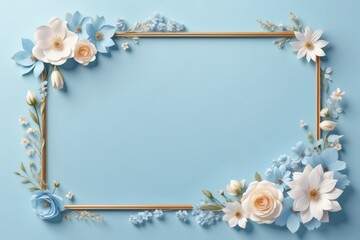 Obraz premium blue framework of flowers for photo or congratulation
