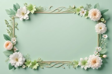 green framework of flowers for photo or congratulation