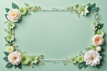green framework of flowers for photo or congratulation