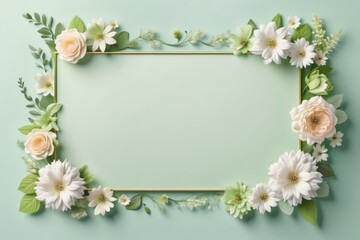 green framework of flowers for photo or congratulation
