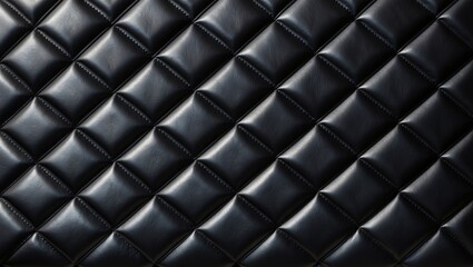 Naklejka premium Luxurious Black Leather Texture with Quilted Pattern for Stylish Interior Design and Upholstery, Showcasing Depth and Sophistication Ideal for Fashion and Decor Themes