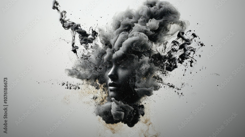Poster Explore the mesmerizing dance of ink swirling in water creating abstract shapes in slow high fidelity