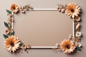 brown flower frame, floral design, flower border
