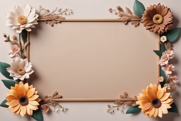 brown flower frame, floral design, flower border