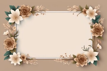 brown flower frame, floral design, flower border