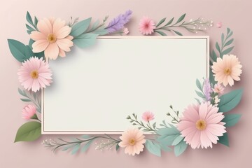 Obraz premium calm color flower frame, floral design, flower border