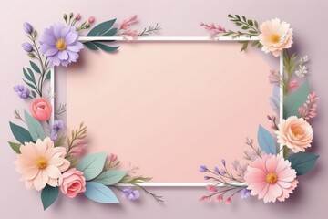 pastel color flower frame, floral design, flower border