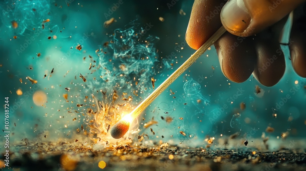 Poster experience the mesmerizing slow motion of a match being struck and igniting in stunning high fidelit