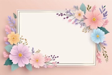calm color flower frame, floral design, flower border