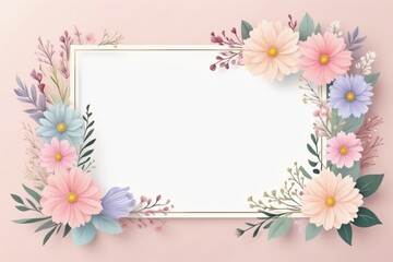 Obraz premium calm color flower frame, floral design, flower border