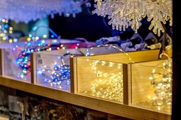 LED garlands on store shelves