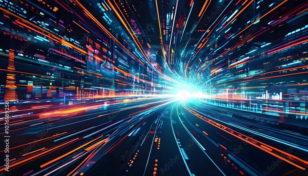 Aufkleber abstract light burst background with glowing rays and colorful speed lines