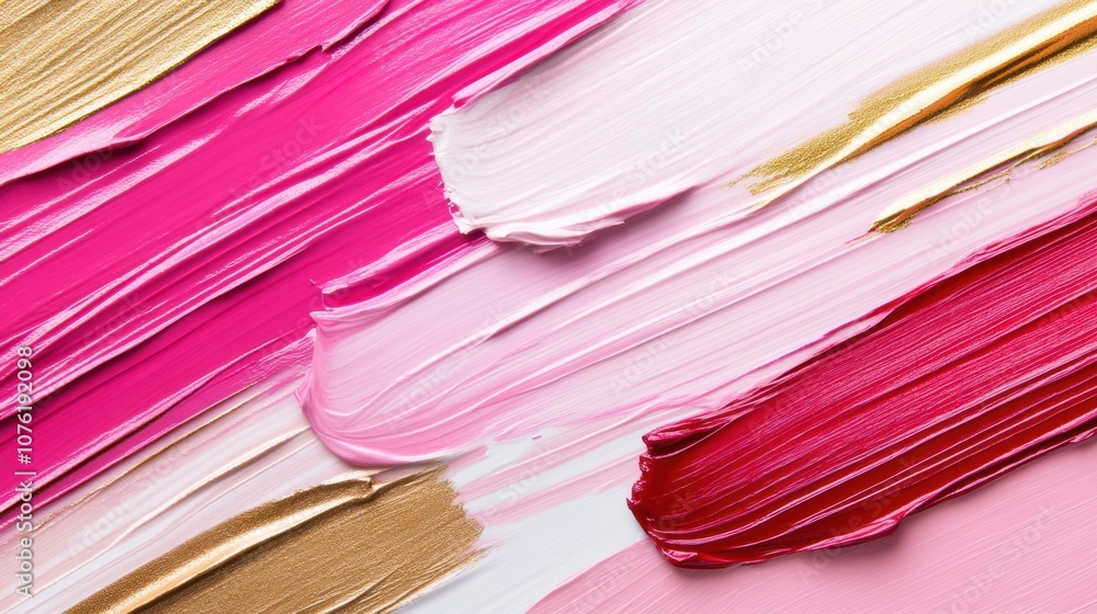 Aufkleber a vibrant display of pink and gold brush strokes merges to create an abstract artistic expression fi